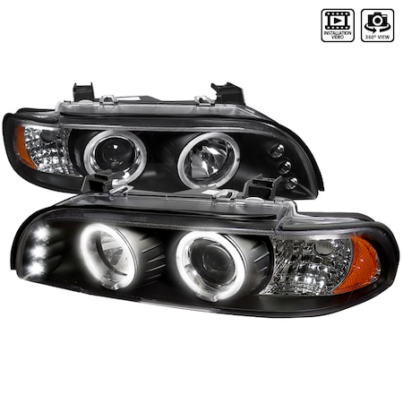 Spec-D Tuning 96-03 Bmw 5-Series Halo Projector Headlight Black Housing 2LHP-E3997JM-TM